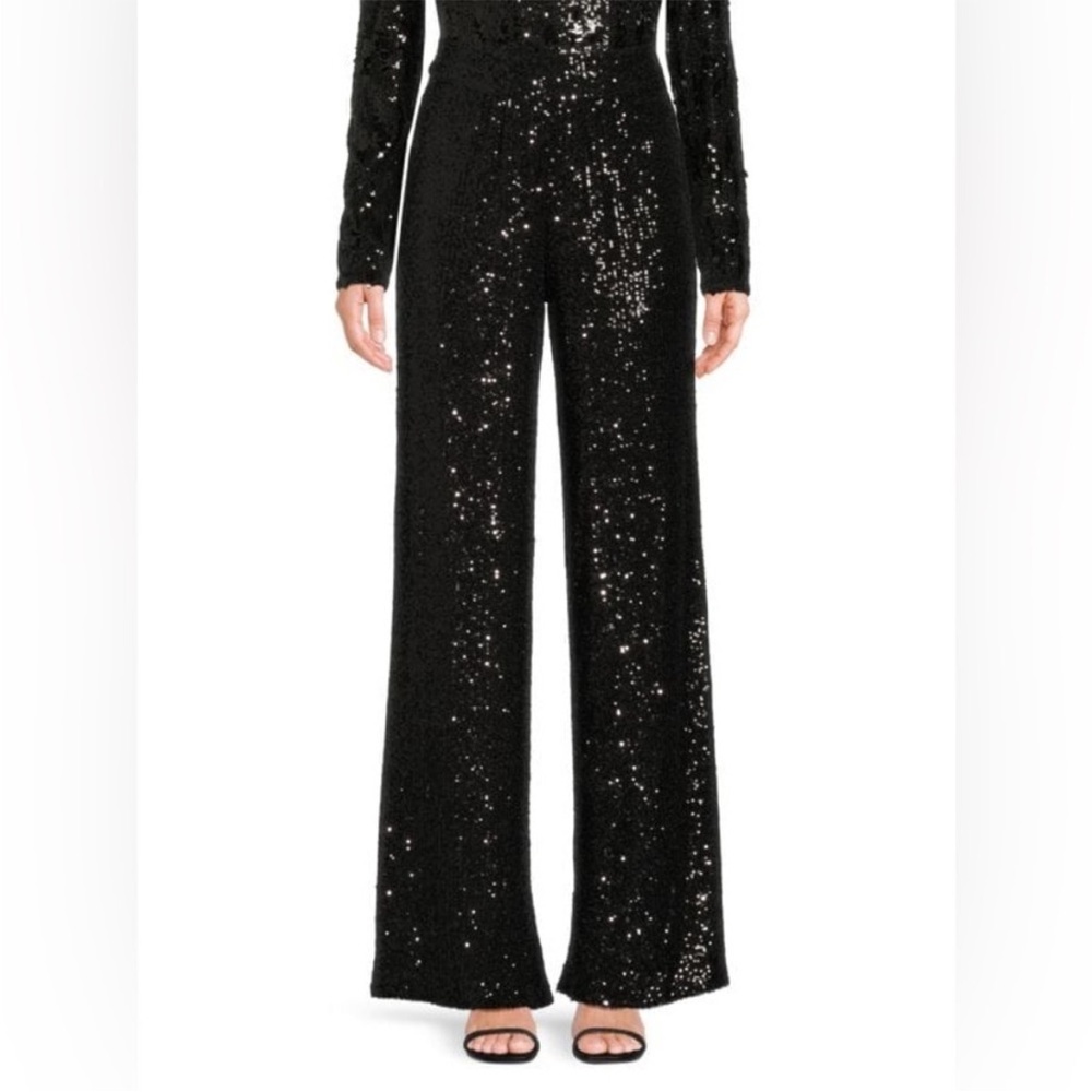 NWT Ramy Brook Black Sequin Wide Leg Pants